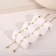 跨境多巴胺饰品热销不锈钢锆石空心爱心脚链女时尚性感个性风批发