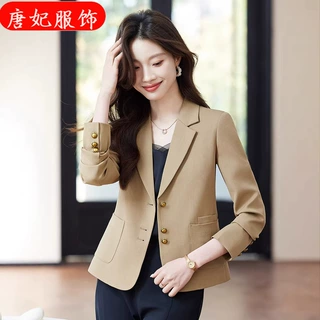 粉色小西装外套女春秋2026新款高级感气质通勤休闲小个子西服上衣