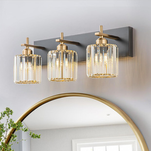 Export Cross-Border Amazon Mirror Headlight Bedroom Bedside Makeup Bathroom Toilet 2-Head 3-Head Accessible Luxury Crystal Wall Lamp