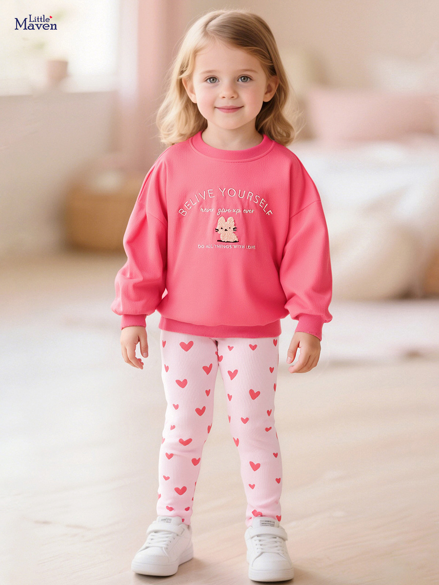 Little Maven European and American Girls Sweatshirt Set Cute Girls Kidsren's Clothing Autumn Long-Sleeved Cartoon Kidsren's Suit