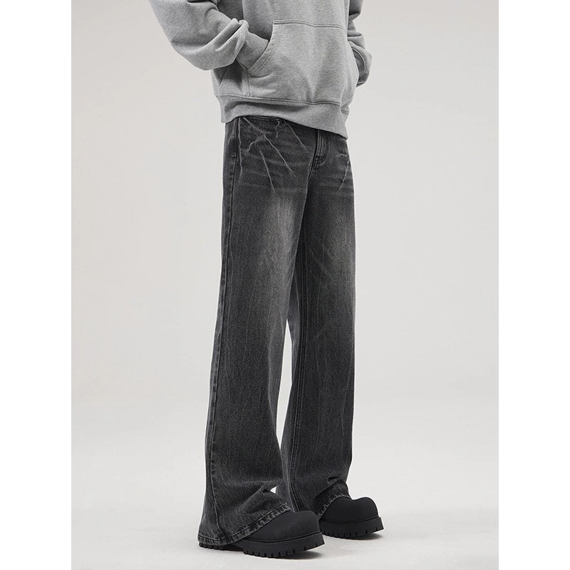 Новый дизайн versatile campus vibe молния всплеск рисунок синие джинсы мужские cleanfit slim-подрезанные