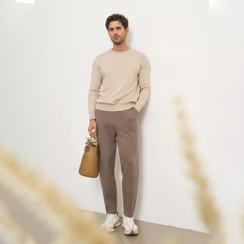 Cross-border hombre cuello redondo suéter de lana otoño invierno estilo viejo dinero hombre jersey de punto suéter leggings