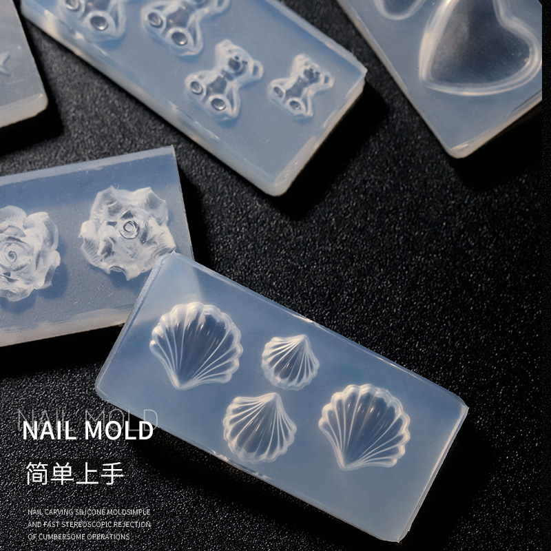 Nueva joyería de uñas epoxi molde arco amor oso 3D modelado tridimensional herramienta abrasiva Plantilla de silicona 1-24