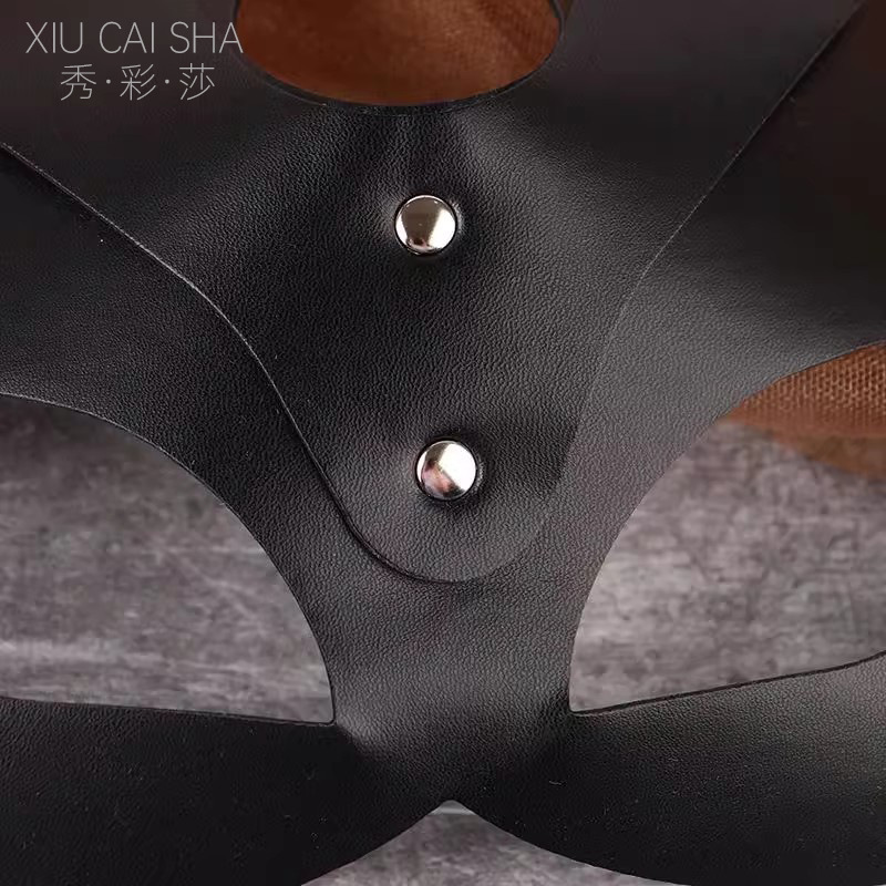 Leather Rabbit Eye Mask Hood, Black Flirting Blindfold Accessory — detail image 8