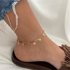 Eurasian Cross-border Accessory Fashion Personal Metal Star Tassel Anklet, Simple Five-pointed Star Anklet for Women