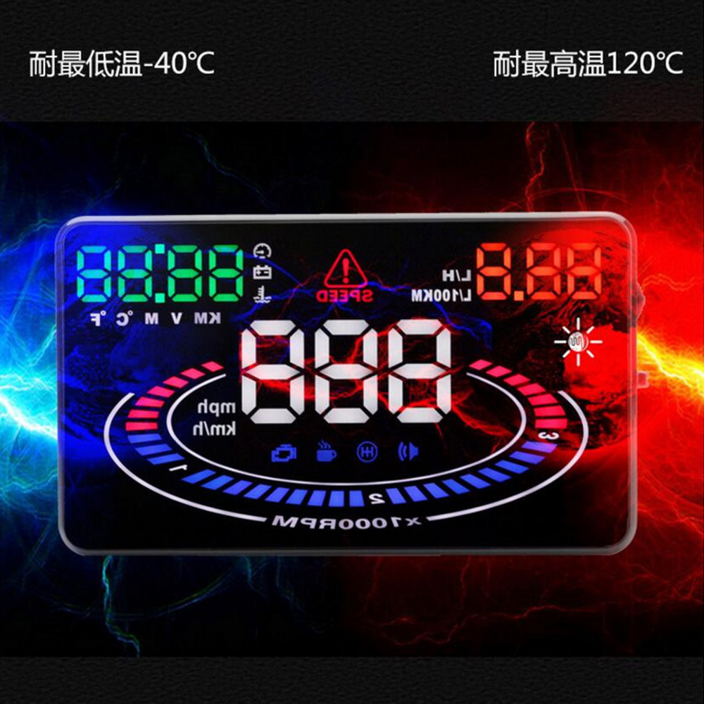 5.5inch Car HUD Head-Up Display OBD Speed Fuel Consumption Water Temperature Multi-Function HD Screen E300