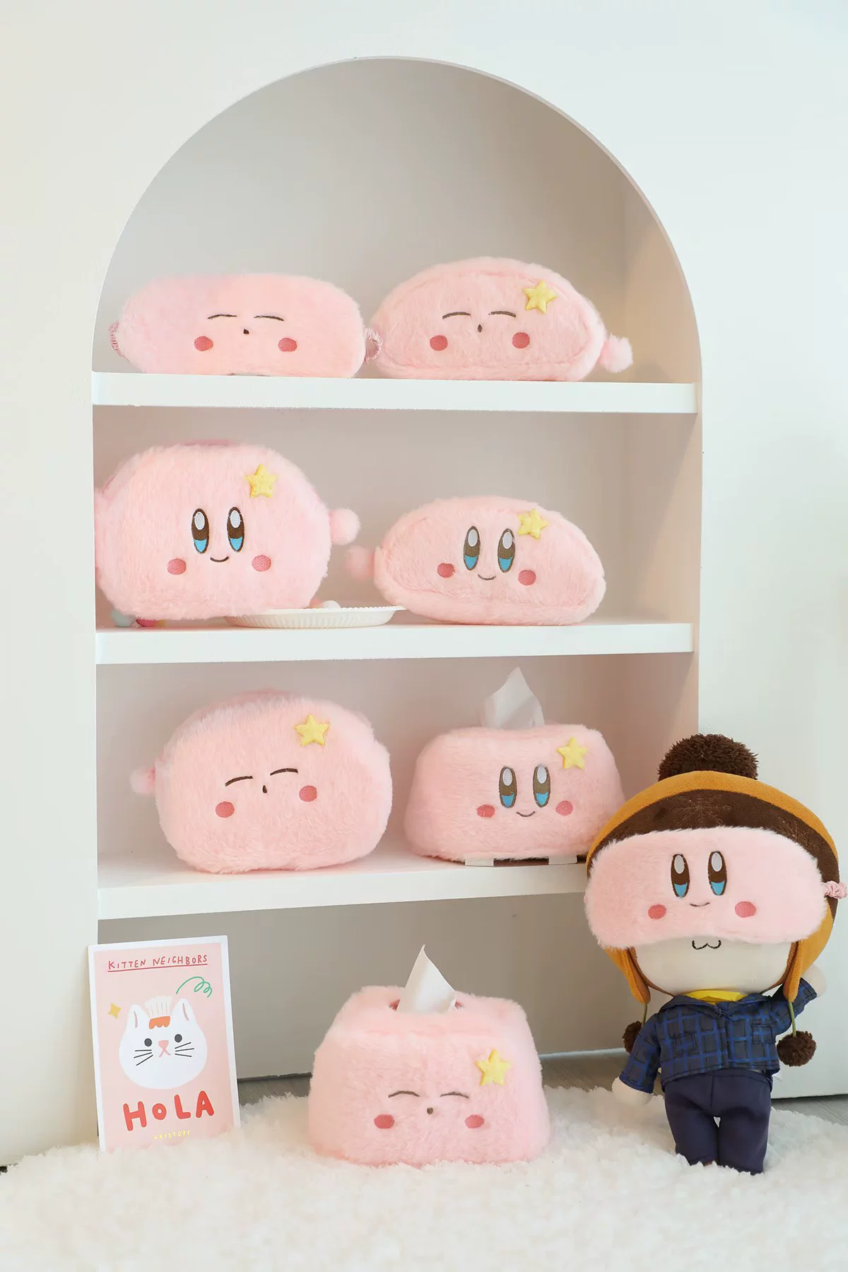 Cute handheld plush pencil case, organizer bag, cosmetic bag
