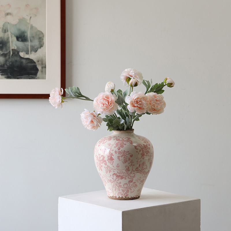 Bestwest Ancient Chinese Blue and White Porcelain Fired Cracked Ceramic Vase Living Room Entrance Decoration Hotel Sample Bestwest Ancient Chinese Blue and White Porcelain Fired Cracked Ceramic Vase Living Room Entrance Decoration Hotel Sample