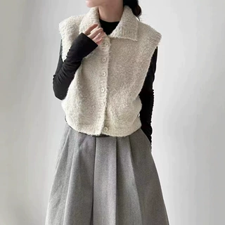 韩系高领休闲针织马甲女2026秋季新款慵懒风百搭针织无袖坎肩背心