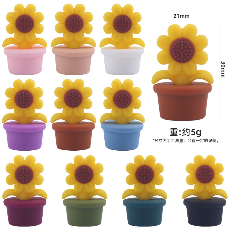 Nuevo bebé suministros de dibujos animados girasol mordedor creativo DIY bebé chupete cadena pulsera accesorios de juguete