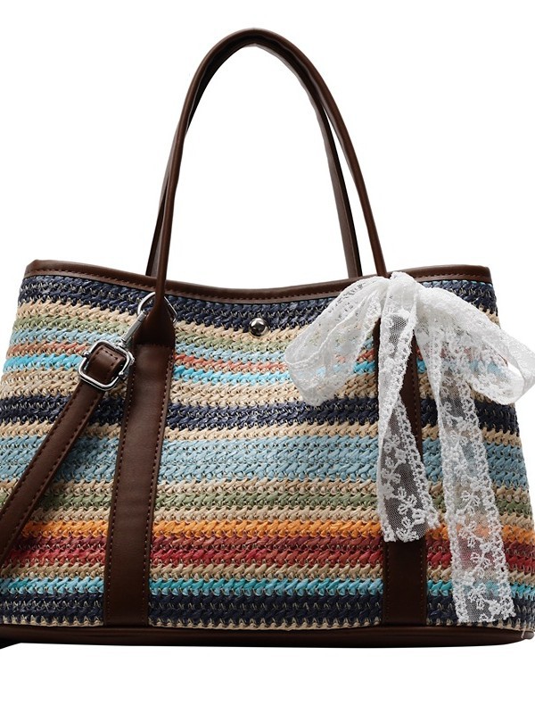 Paja tejida de color bolso de mano 2026 nuevo estilo transfronterizo vacaciones de estilo de alta calidad en la playa bolso de hombro