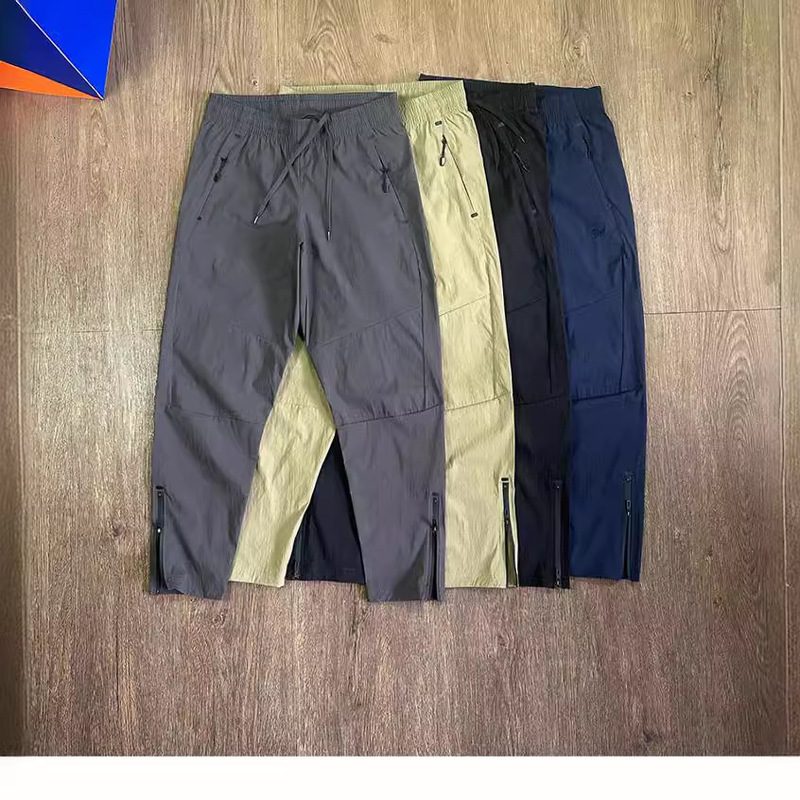 Outdoor Lightweight Good-fit Three-dimensional Cut Pants with Zipper Spring and Summer Elastic Quick-drying Woven Sports Casual Pants for Men