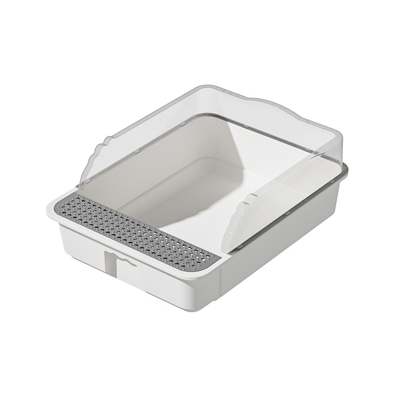 Lavabo de arena para gatos de gran tamaño, abierto semicerrado, baño para gatos con salpicaduras externas, lavabo de arena para gatos extra grande, suministros para mascotas al por mayor