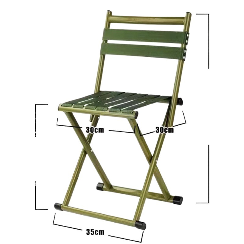 Outdoor Portable Folding Stool Fishing Folding Chair Camping Barbecue Iron Backrest Folding Stool