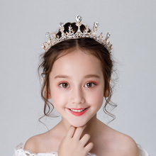 兒童皇冠頭飾公主女童王冠水晶發箍金色冰雪奇緣艾莎女孩生日發飾