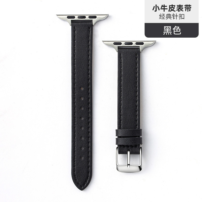 Adecuado para iwatch4/5/6/7/8/se Apple delgada capa superior de cuero hebilla Correa 14mm Apple correa de cuero