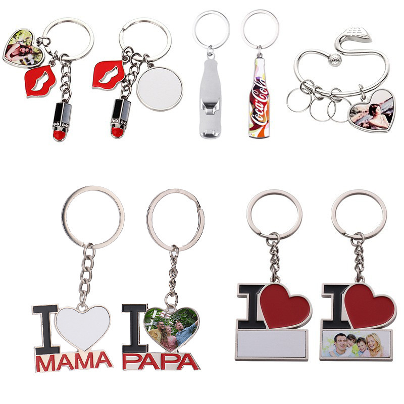 Heat Transfer Aluminum Plate Aluminum Sheet Keychain with Color Printing, Lipstick and Cola Bottle Opener Keychain Pendant, Multifunctional