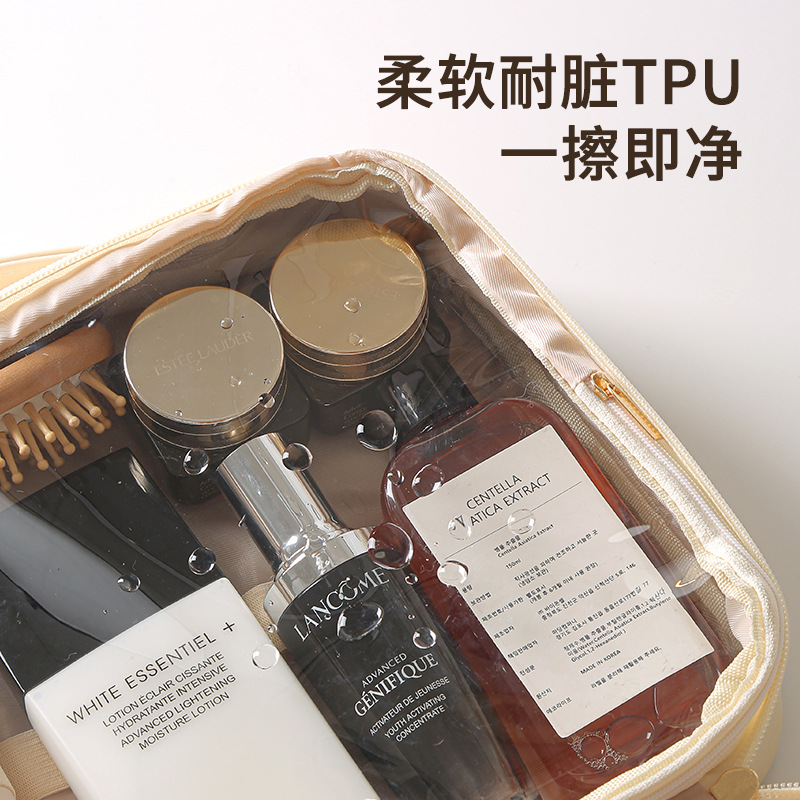 안친 다층형 세면도구 가방, 후크 포함, 건식 및 습식 분리, PU 방수, 대용량 여행용 세면도구 및 스킨케어 제품 보관 가방