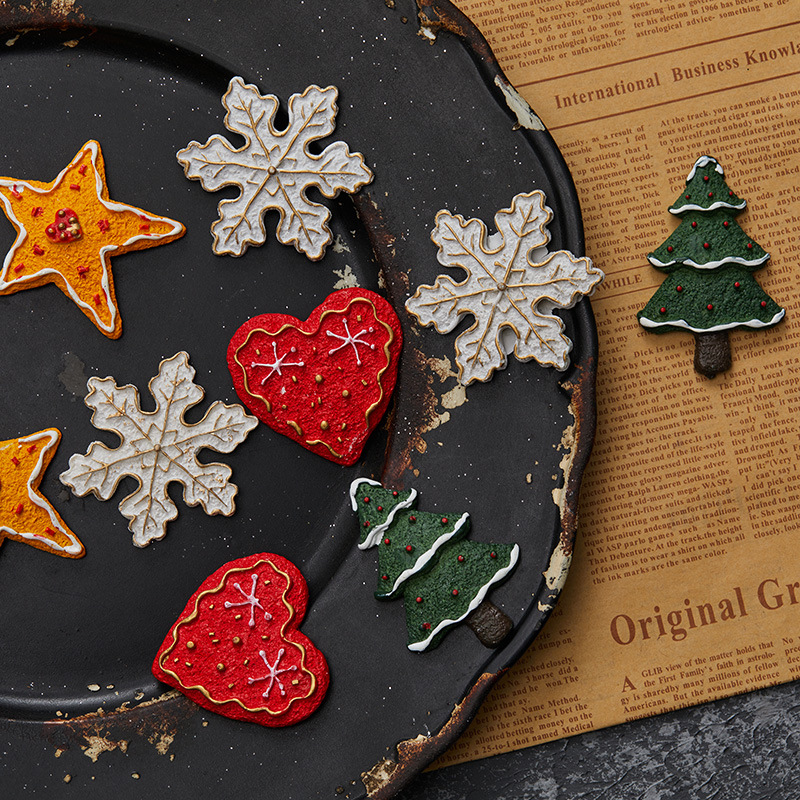 5cm árbol de Navidad de nieve de resina de cinco puntos pegatinas de decoración de Navidad accesorios de amor decoración