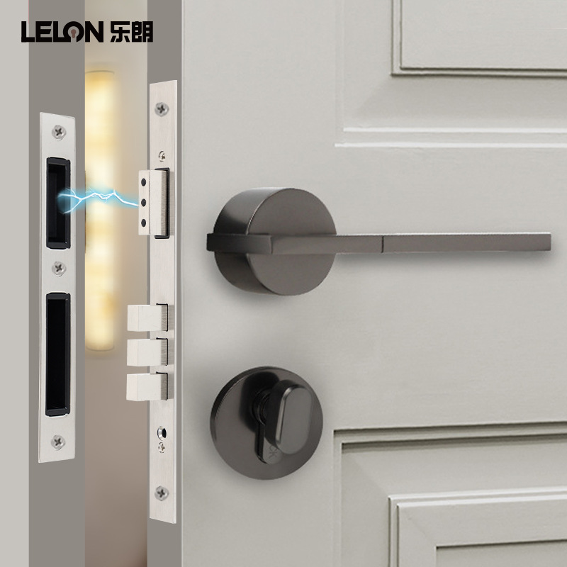 Cuerpo de cerradura magnética transfronteriza 6085 para habitación, núcleo de puerta de madera, cuerpo de cerradura silenciosa, lengüeta cuadrada sólida, cuerpo de cerradura de succión magnética