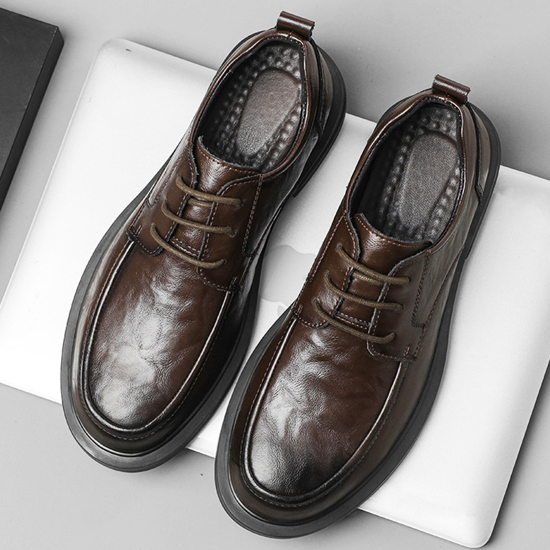 Japón de cuero de negocios zapatos de cuero, cordones de punta para hombre, zapatos de boda de tres juntas, zapatos Oxford, jóvenes británicos