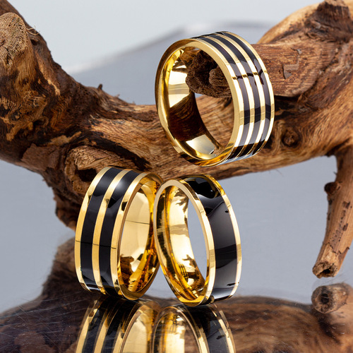 New Japanese and Korean ins style trinkets for couples, ladies, titanium steel rings, gold-plated rings, non-fading, can be shipped in one piece