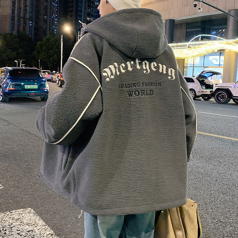 Abrigo de lana de cordero para hombre otoño e invierno 2023 nuevo abrigo acolchado de algodón jinjiang abrigo acolchado de algodón grueso forrado de lana abrigo par abrigo acolchado de algodón de invierno