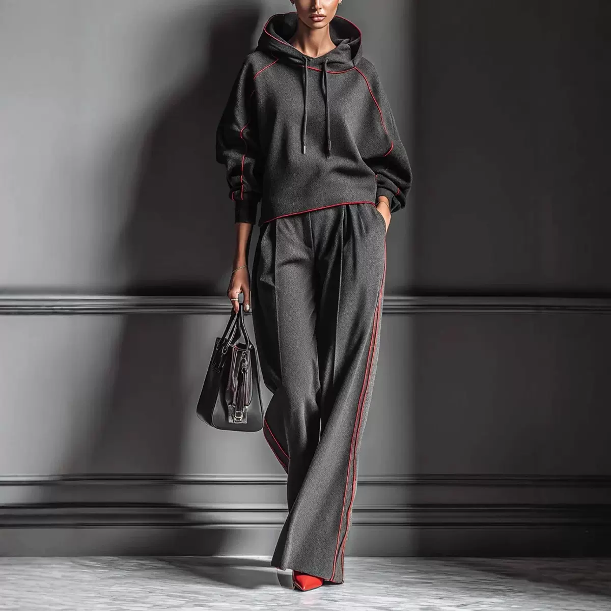 2025欧美女装 独立站亚马逊 长袖连帽卫衣搭配休闲长裤两件套套装