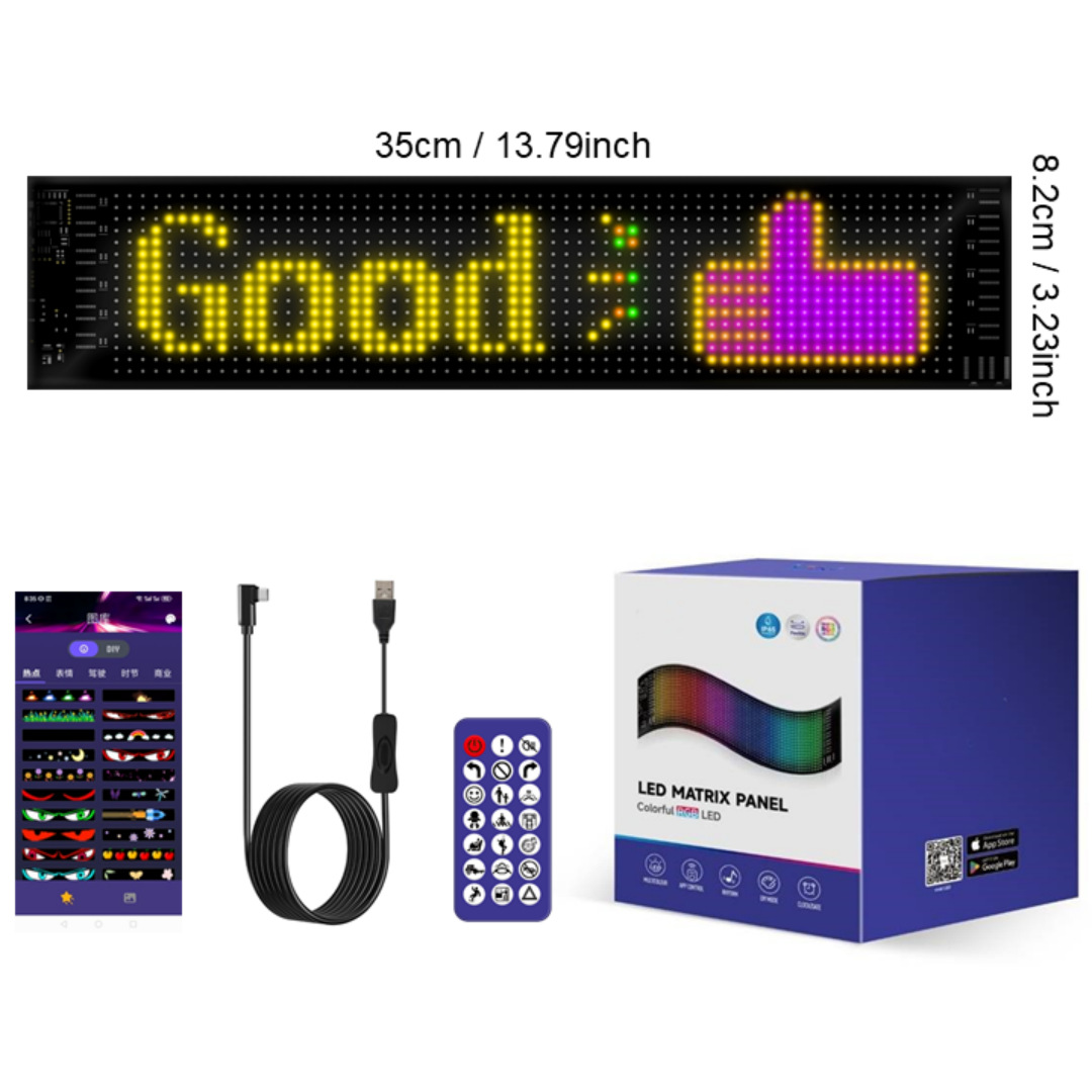 APP Bluetooth Pantalla LED a todo color Tienda de publicidad en automóviles Ojos del diablo LED pegado en automóviles Pantalla flexible pantalla suave