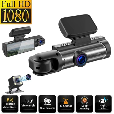 New Three-Lens Driving Recorder Hd Night Vision 1080P Car-Mounted 360-Degree Recording of the Car, Front and Rear at the Same Time