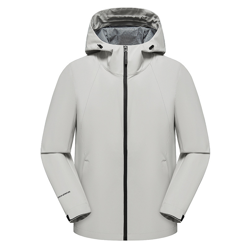 Nuevo traje de asalto al aire libre hombre y mujer a prueba de viento a prueba de agua chaqueta encapuchada chaqueta de capa suave ropa de grupo ropa de trabajo personalizada