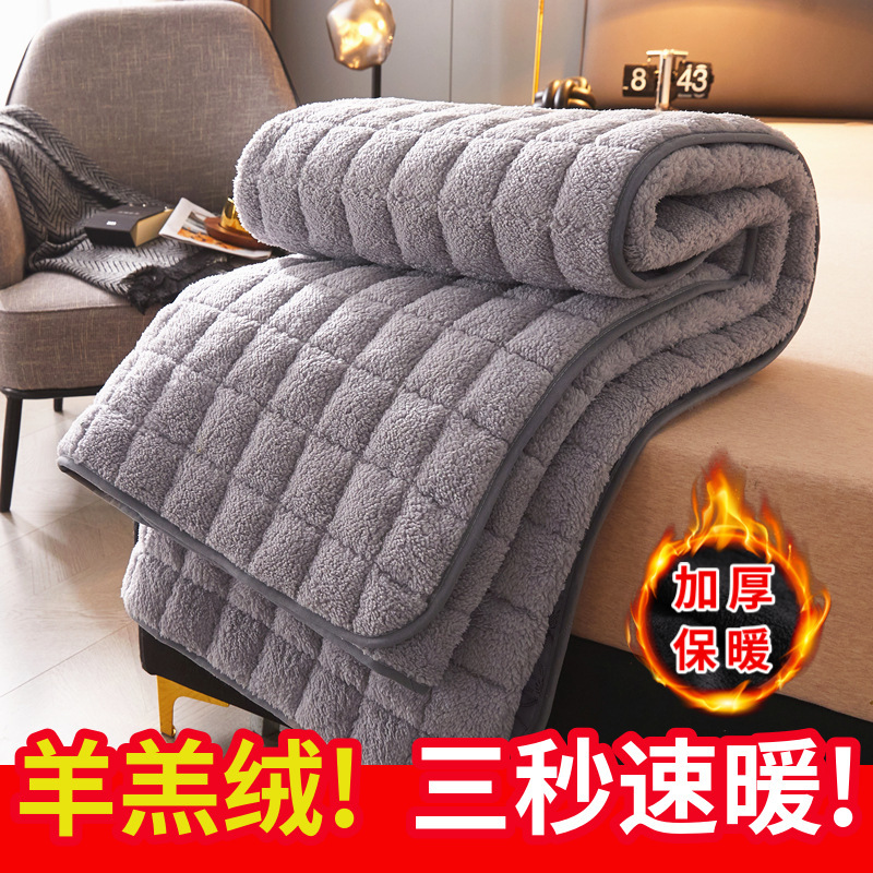 Lamb's Wool Mattress Cushion Household Thin Single Double Student Mattress Protective Pad Bedding Quilt Anti-Slip Mat