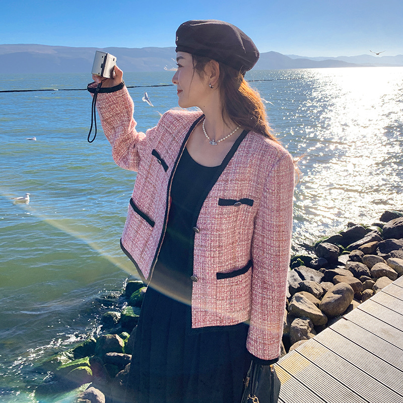 Real Shot of Tweed French-Style Chanel-Inspired Jacket, 2025 Autumn New Petite Gentle Style Versatile Short Top