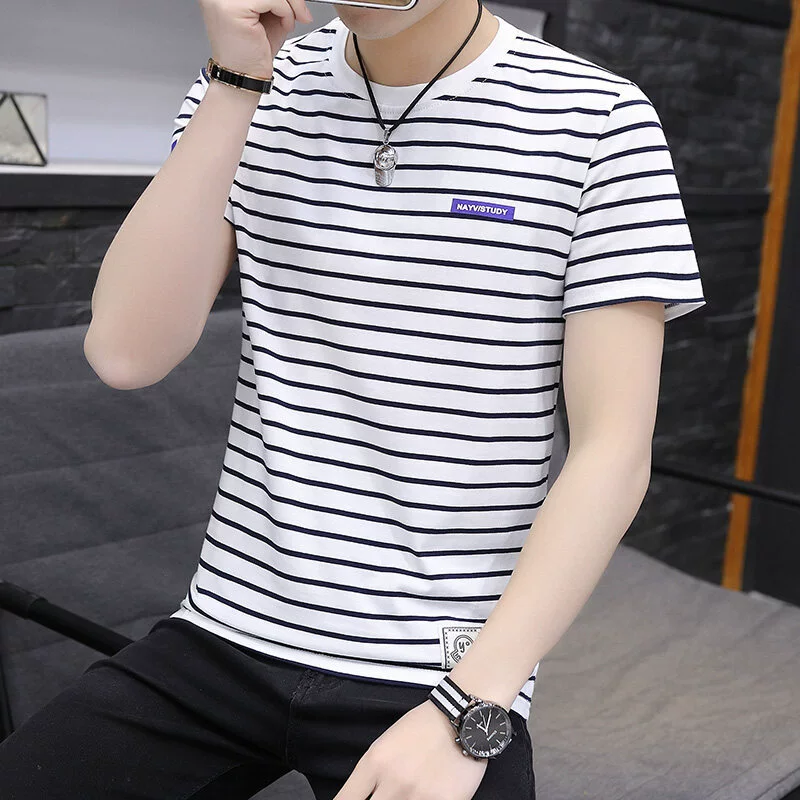 Мужская хлопковая футболка с короткими рукавами, новая модная молодежная свободная и удобная футболка в корейском стиле большого размера с круглым вырезом и короткими рукавами для мужчин