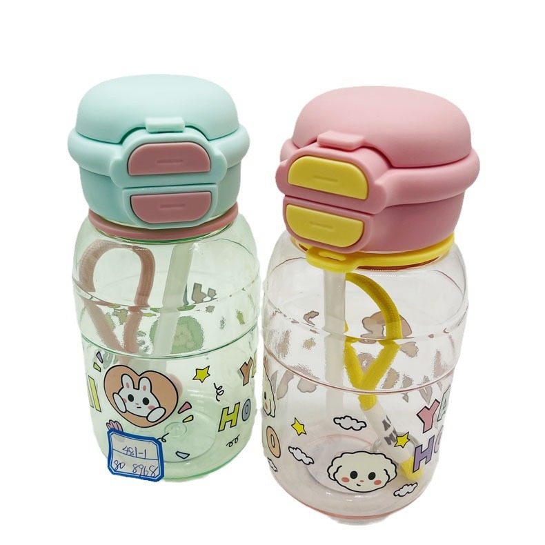 LY-481 taza de plástico taza de agua de paja para niños contraste de color a juego nueva taza de plástico padre-hijo taza de plástico para estudiantes fabricante