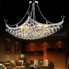 歐式水晶吊燈大氣客廳燈金色船形卧室燈創意個性餐廳飯廳吸吊兩用