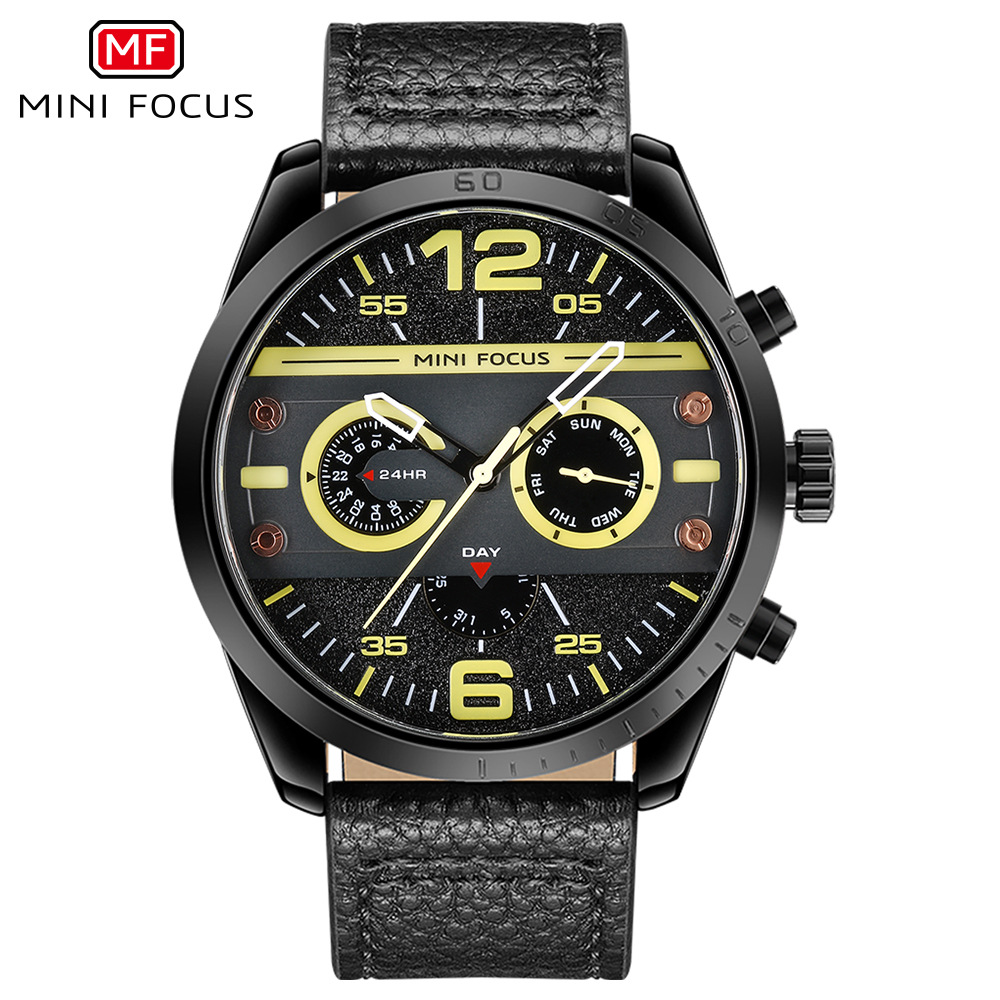 MINI FOCUS Watch Japan Movement Multifunctional Mechanical Wind Trend Quartz Watch Waterproof Men's Watch 0068G