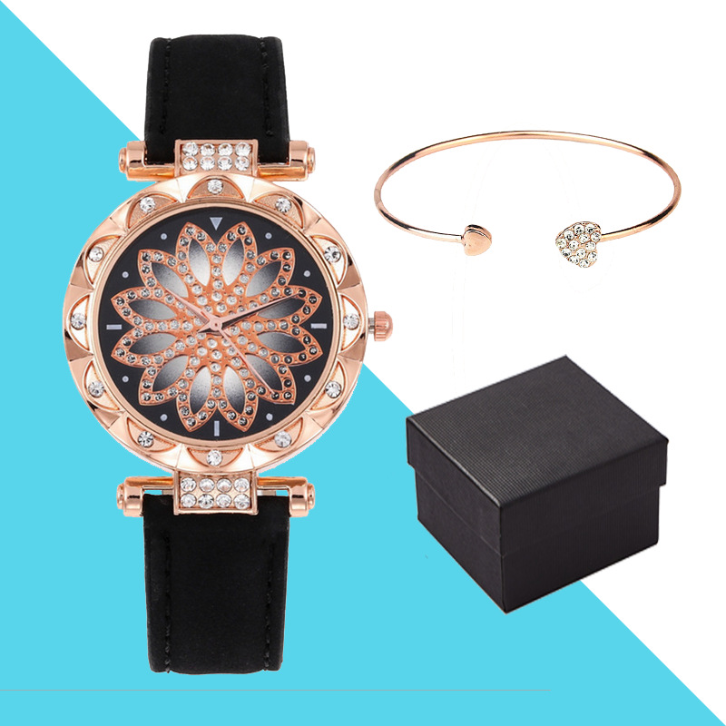 Express foreign trade popular women's fashion lotus set watch diamond inlaid fashion women's Watch