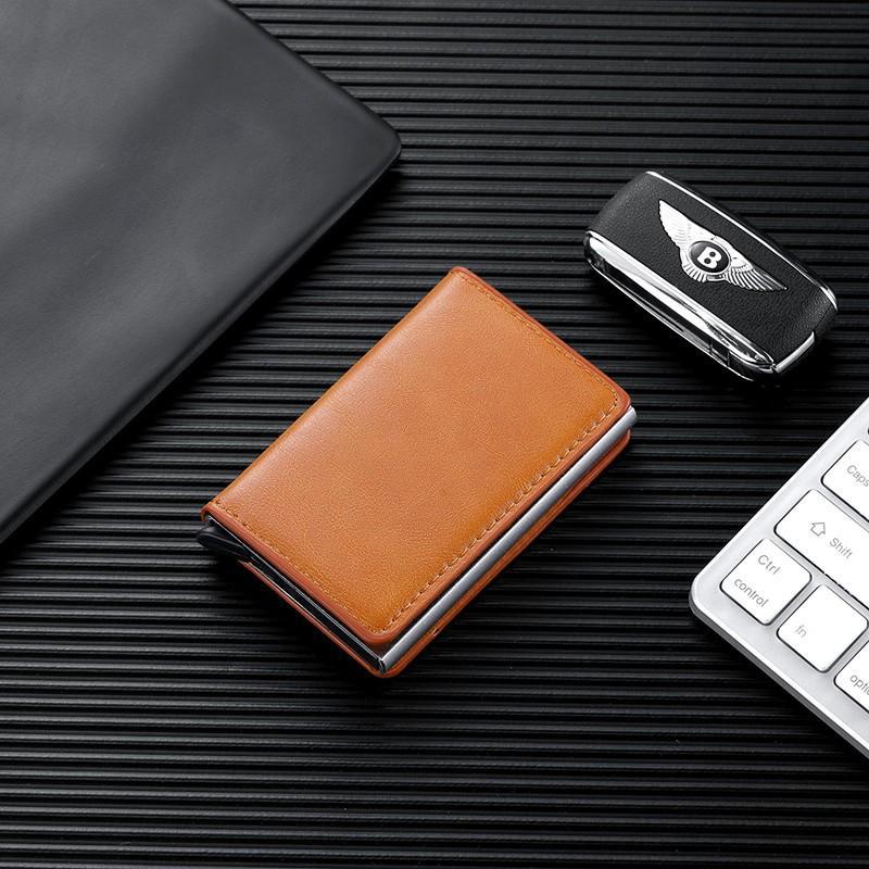 Anti-robo transfronterizo anti-magnético metal elástico bolsa de tarjetas de crédito caja de metal de aluminio para hombres bolsa de tarjetas de plata