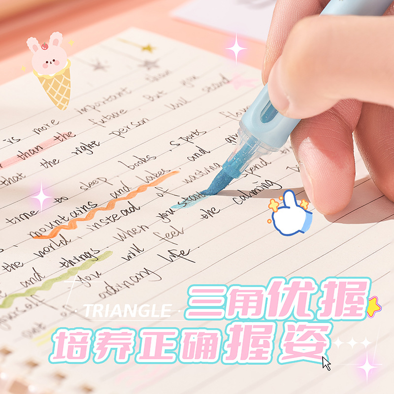 Marcador intermitente de cabeza suave de media luna 6 colores marca de cuenta manual de estudiante marcador clave dibujos animados creativos