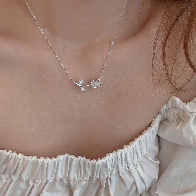 Rhinestones Inlay Material Pendant Necklace Classification 925 Sterling Silver Rhinestones Inlay Leaf Pendant Necklace