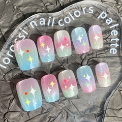 糖果多巴胺穿戴甲夏日多巴胺星星晶石少女心高級感美甲貼片分碼裝