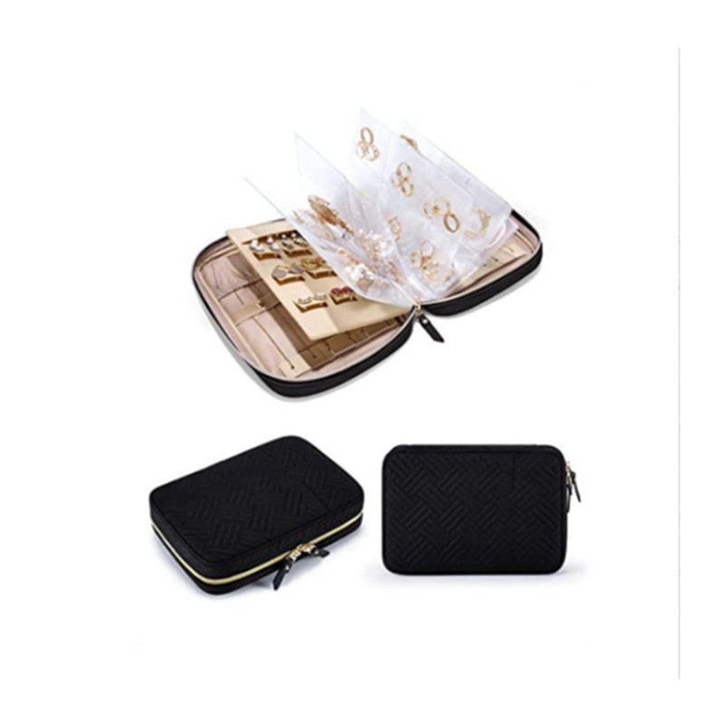现货批发亚马逊新款便携首饰包珠宝旅行收纳盒夹珠宝袋透明手拿包