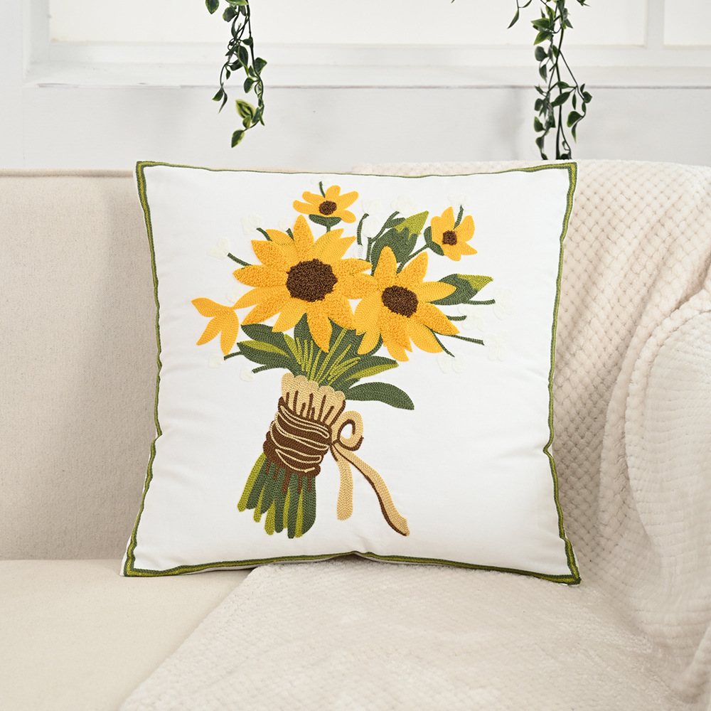 Nordic ins sala de estar toalla bordada sofá almohada cojín pequeño modelo fresco habitación almohada de respaldo de cabecera funda de almohada