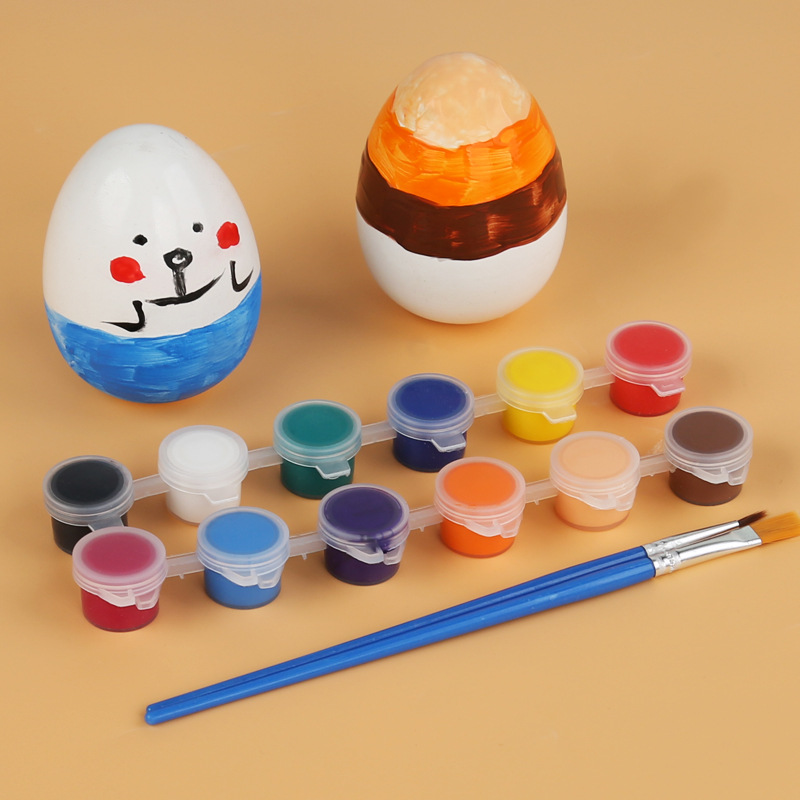 Huevo de madera lindo bricolaje de los niños transfronterizos huevo de pato pintado huevo de Pascua juguete educativo