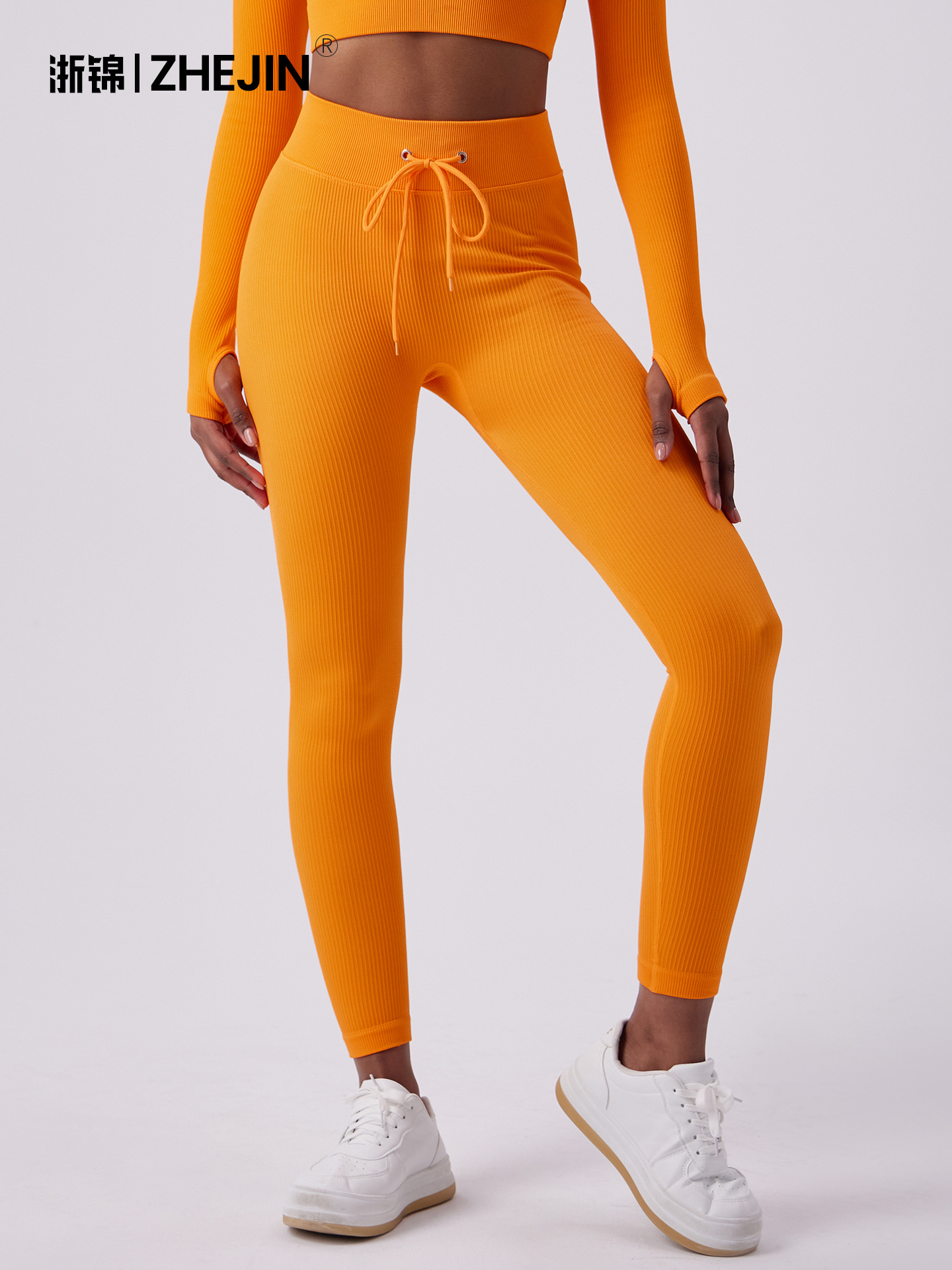[Zhejiang brocade] European and American adjustable rope yoga pants women's outer hip fitness yoga pants peach hip sports pants