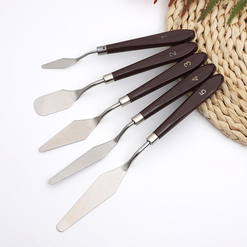Cross-border art small triangle stainless steel wooden multi-functional suction card color shovel student painting pigment oil painting scraper