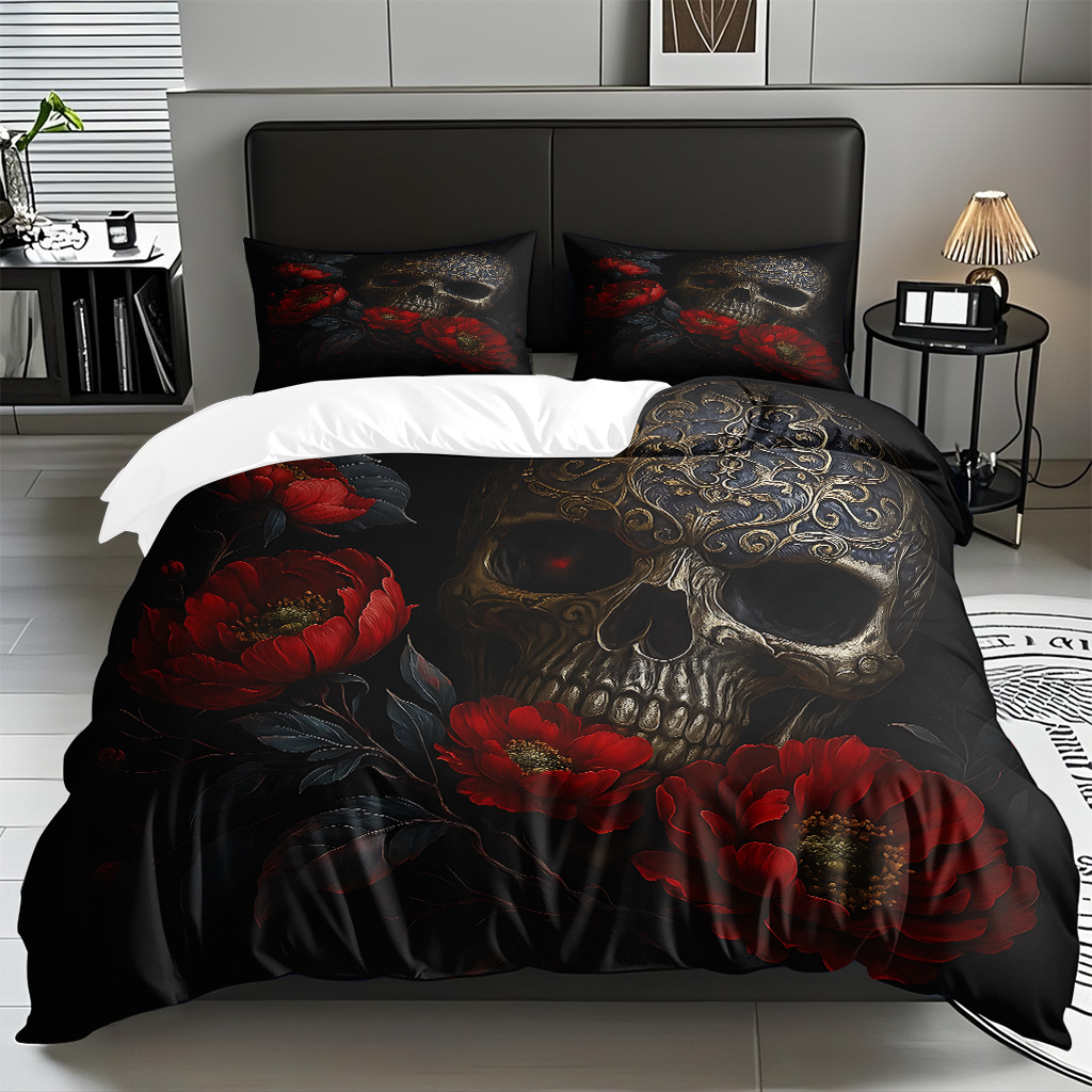 TEMU / JIT transfronterizo hogar cabeza de colcha impresa digital conjunto de edredón abrasivo fuente de ventilación fábrica directa