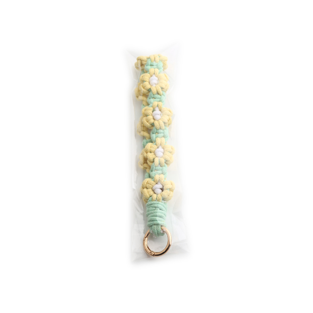 30g Weight Bag Pendant, Keychain Classification 1 Piece Quantity Daily Occasion Cotton Material Flower Pattern Knitting Design Cute Style 1 Piece Cute Flower Cotton Knitting Bag Pendant Keychain 2