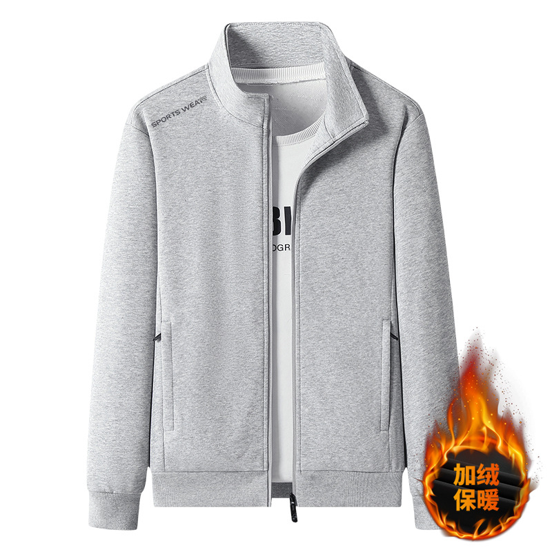 Suéter de algodón para hombres otoño y invierno nuevo estilo de cuello vertical de alta calidad deportes casuales con cremallera cardigan con chaqueta de vello de moda